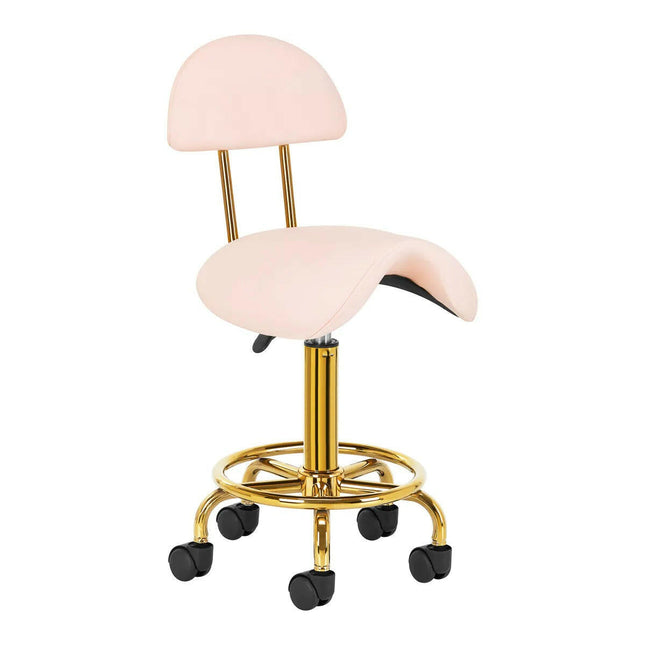 Activ 6001 - G Gold Rose - gold grooming chair with contoured seat and backrest, light pink.