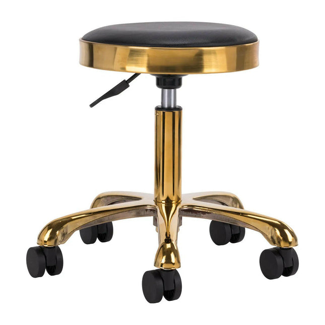 Activ - 1640 Gold Black - gold grooming stool on wheels, with height adjustment, black.