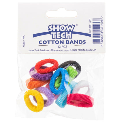 Show Tech Bands 12 pcs - medium, cotton grooming bands.