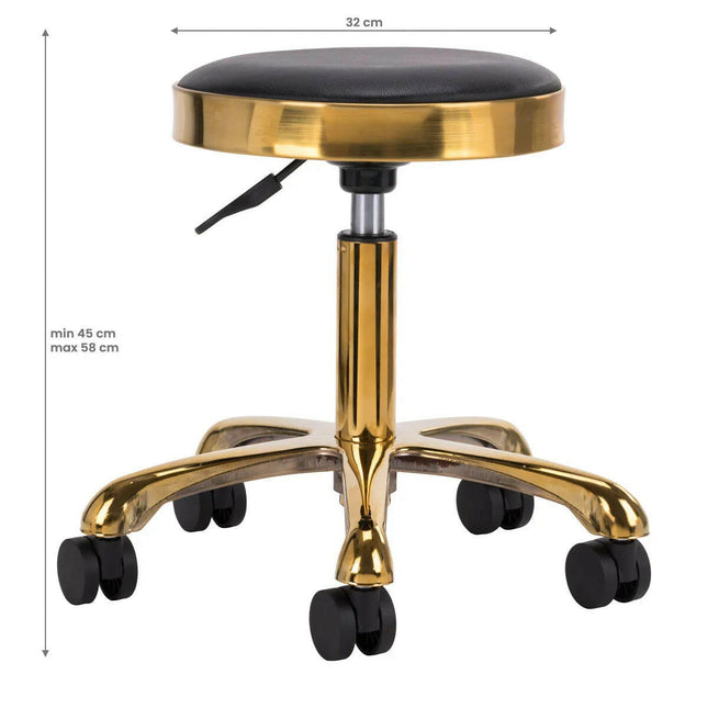 Activ - 1640 Gold Black - gold grooming stool on wheels, with height adjustment, black.