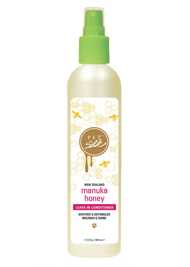 Pet Silk New Zealand Manuka Honey Leave-In Conditioner - Soothing, nourishing spray for detangling dog and cat fur.