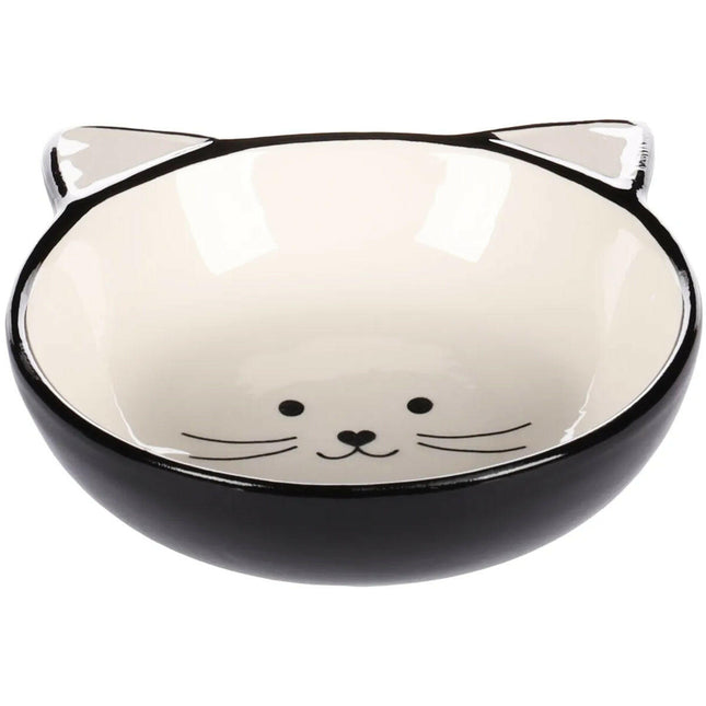 Flamingo Kajo Black & White Bowl - ceramic bowl for cats, black and white kitten.