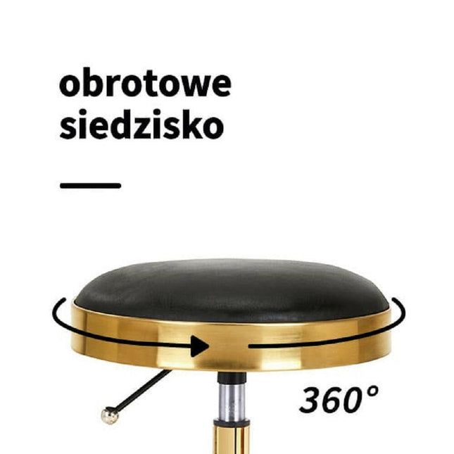 Activ H7 - gold rolling stool with height adjustment, black.