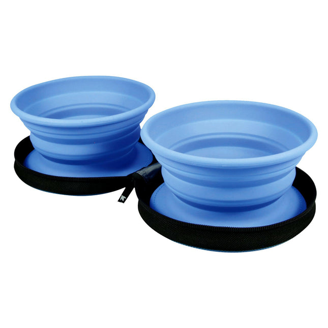 Kiwi Walker Double Travel Bowl - travel bowl for dogs and cats, silicone.