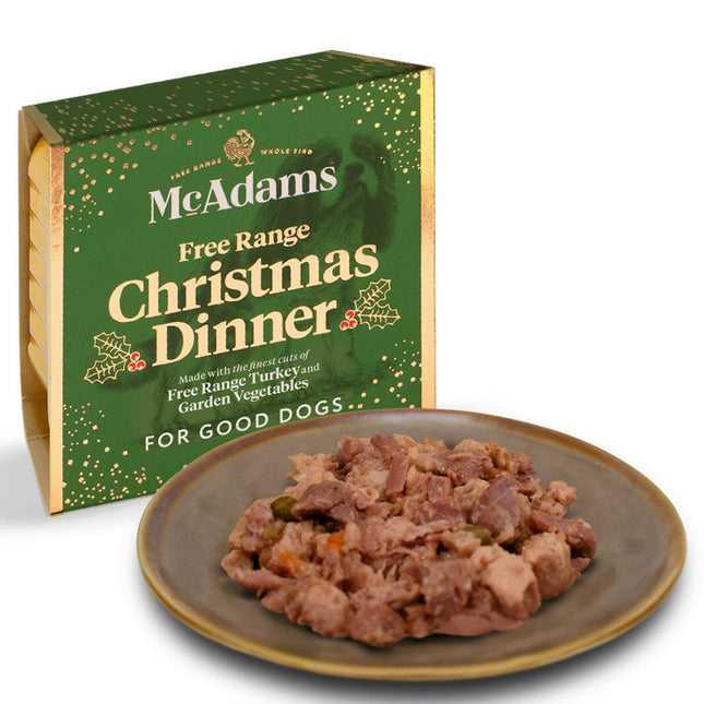McAdams Free Range Christmas Turkey Dinner - wet food for dogs, made with free-range turkey, holiday edition.