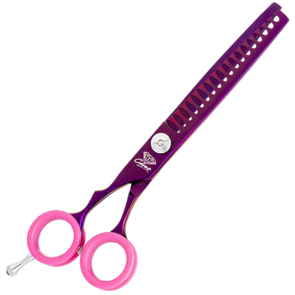 P&W Carat Left Chunker Scissors - single-sided thinning shears for left-handed users, 18 teeth.