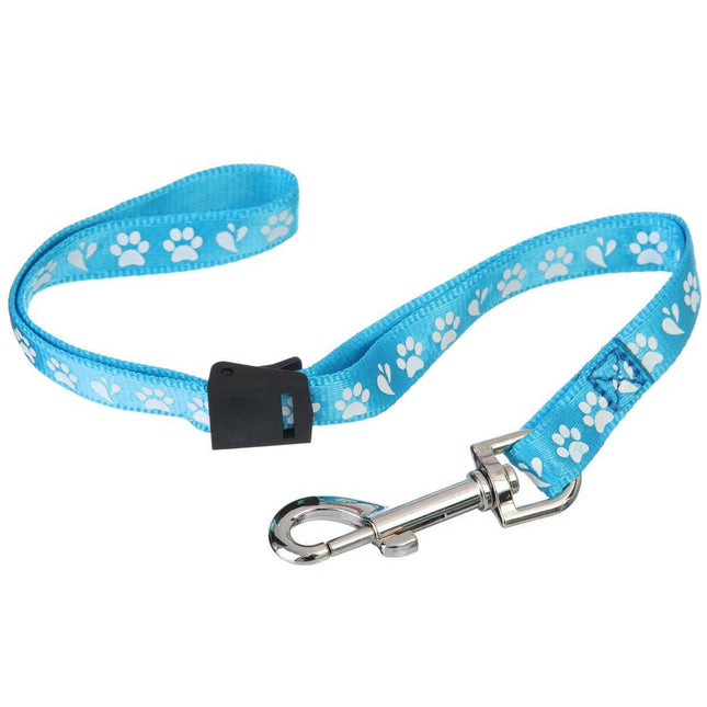 Groom Professional Amoz Pro 40cm - nylon grooming leash with white paw print design, blue, wide.