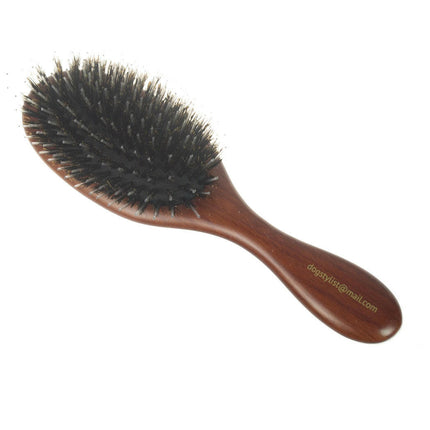 P&W Dog Stylist Brush - wooden, oval brush made with natural boar bristles and nylon blend.