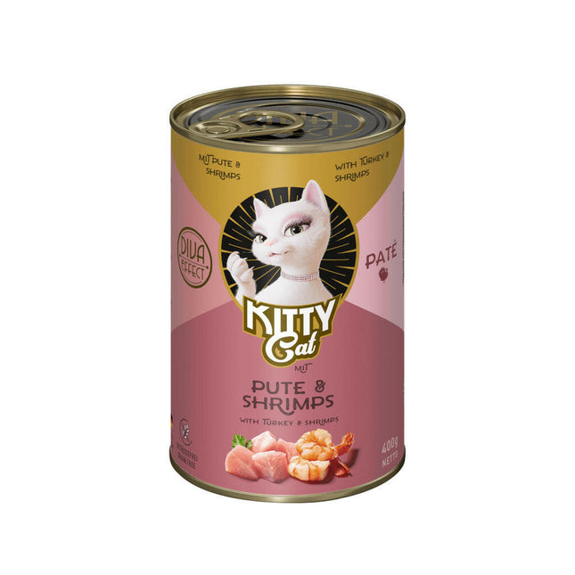 Kitty Cat Turkey & Shrimp Pâté - grain-free wet food, pâté for cats, with turkey and shrimp.
