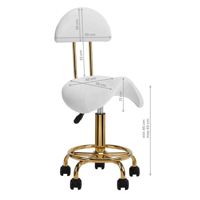 Activ 6001 - G Gold White - gold grooming chair with contoured seat and backrest, white.