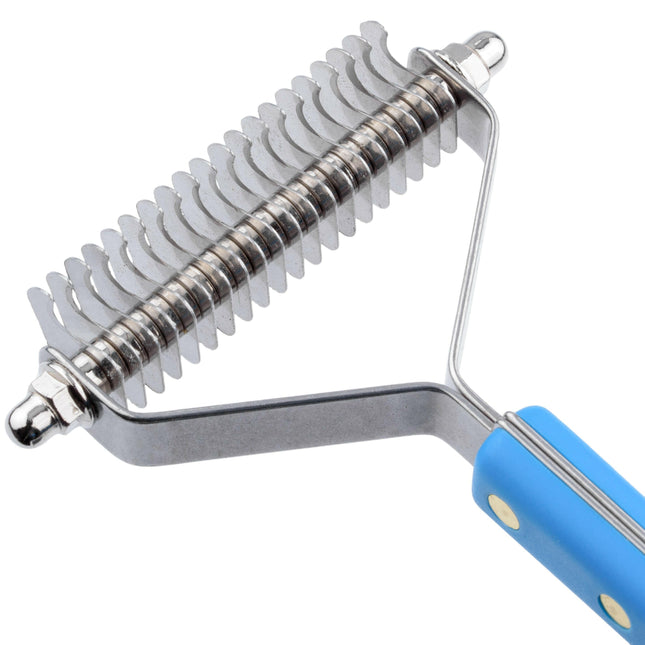 Groom Professional Wide Coat Rakes - hook trimmer with plastic handle, 20 hooks / spacing.