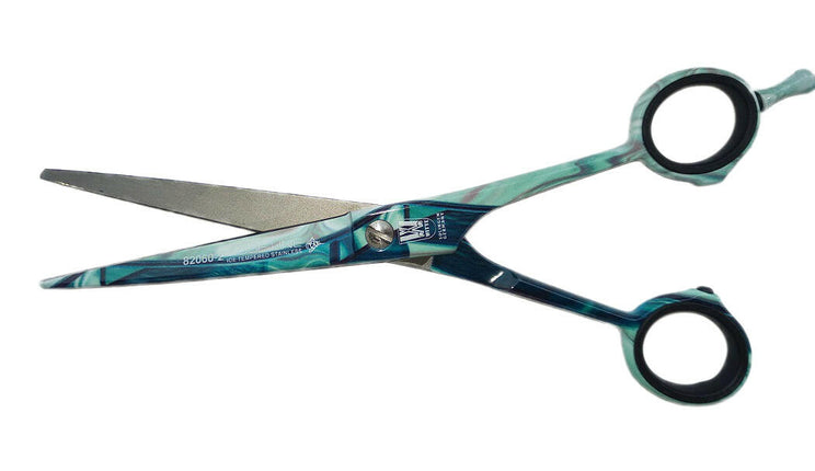 Witte Line Glass - straight hairdressing scissors with colorful print.
