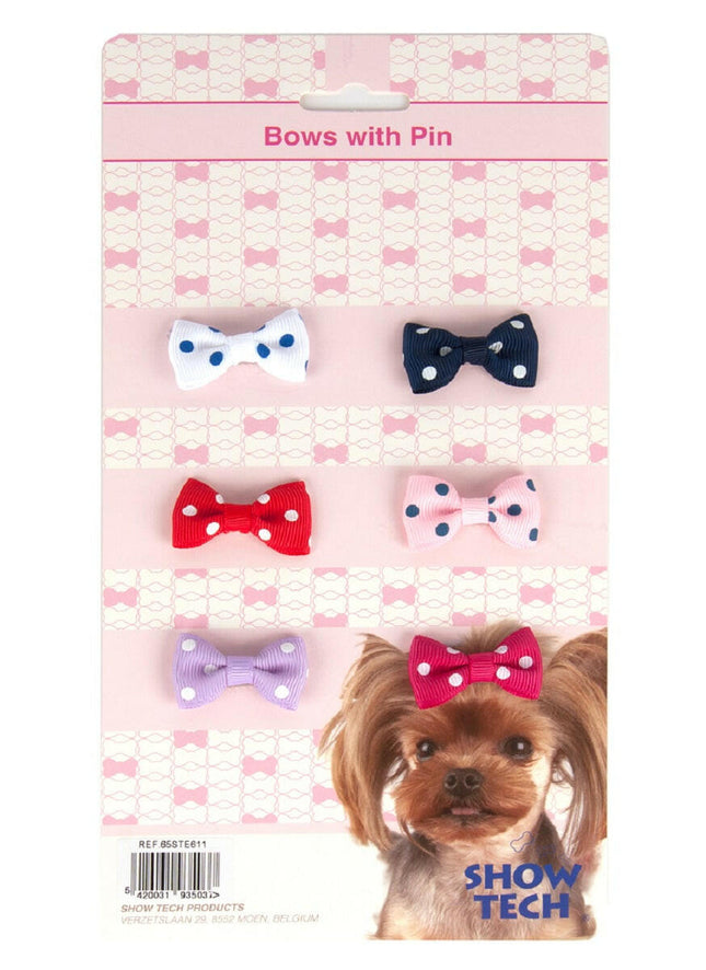 Show Tech Polka Bows 6pcs - cute polka dot bows on a clip.