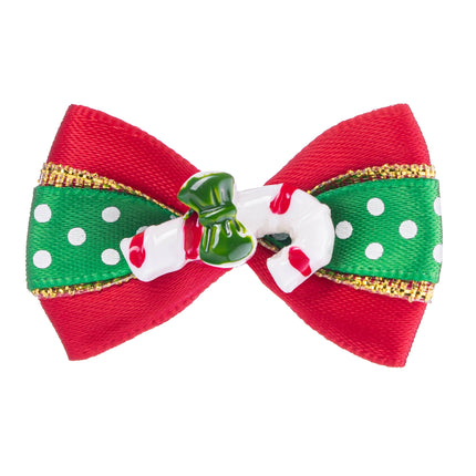 Blovi Christmas Bows Cane & 25 pcs - dog bows, holiday set, with cane or crystal.
