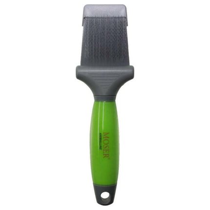 Moser Premium Slicker Brush - double-sided, flexible grooming brush for dogs and cats.
