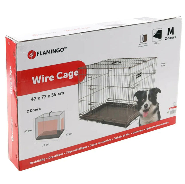 Flamingo Ebo Taupe - metal dog crate, M:.