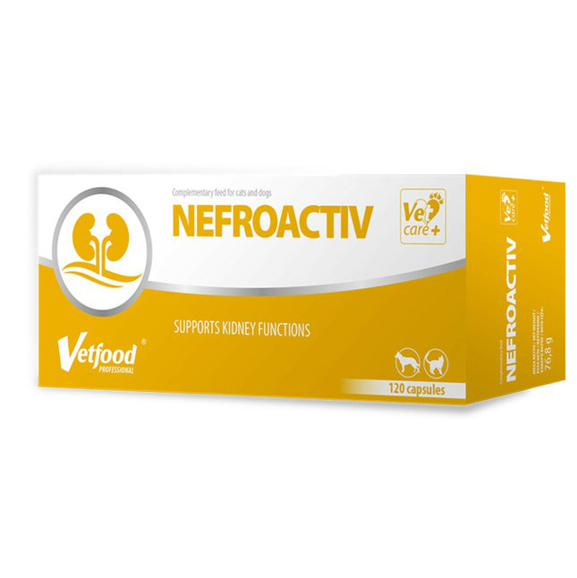 Vetfood NefroActiv - kidney support supplement for dogs and cats - 120 tablets.