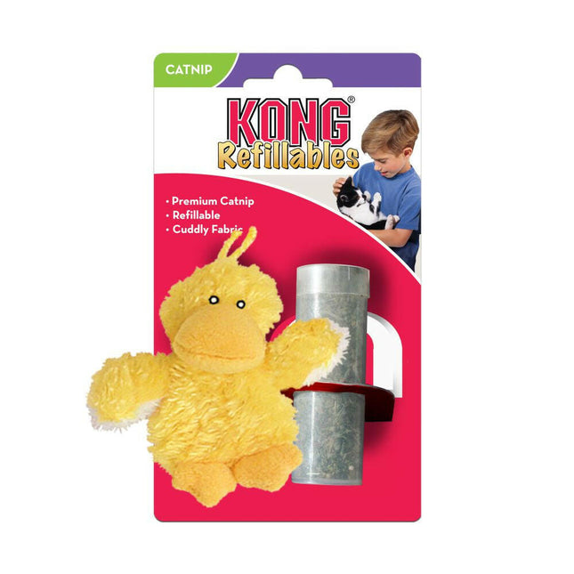 KONG Cat Refillables Catnip Duckie - cat toy with catnip, plush duck with a supply of catnip.