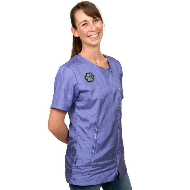 Tikima Caterina Shirt Purple - women's short-sleeve grooming blouse, richly decorated, purple.