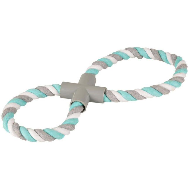 Flamingo Cotton Jim Pull Rope Toy - Eight-Shaped Tug Toy - Mint Green.