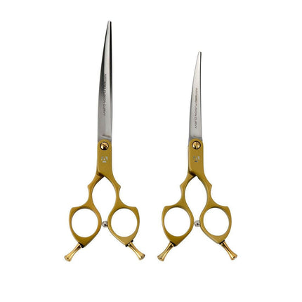 Artero Fusion Curvy Scissors - professional, lightweight scissors for Asian Fusion style grooming, gold.