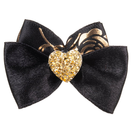 Blovi Bow Glamour satin bow with rose motif.