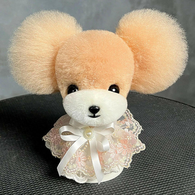 Mr. Jiang Standing Ears Teddy Head Hair - interchangeable fur for Teddy grooming head, with standing ears, beige with a snout.
