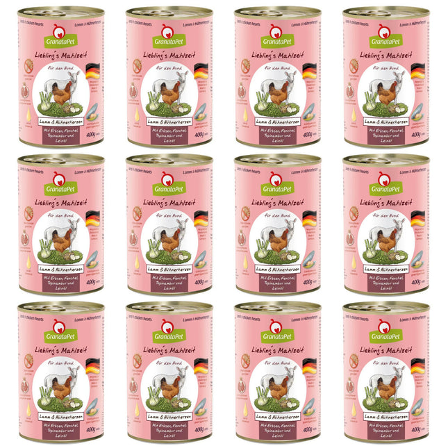 GranataPet Lamb & Chicken Hearts - grain-free wet dog food - lamb and chicken hearts.