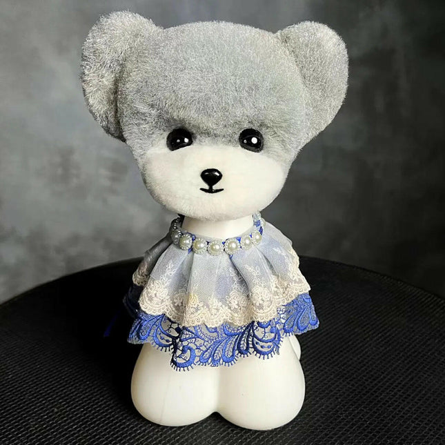 Mr. Jiang Standing Ears Teddy Head Hair - interchangeable fur for the Teddy grooming head, with standing ears, gray with a white muzzle..