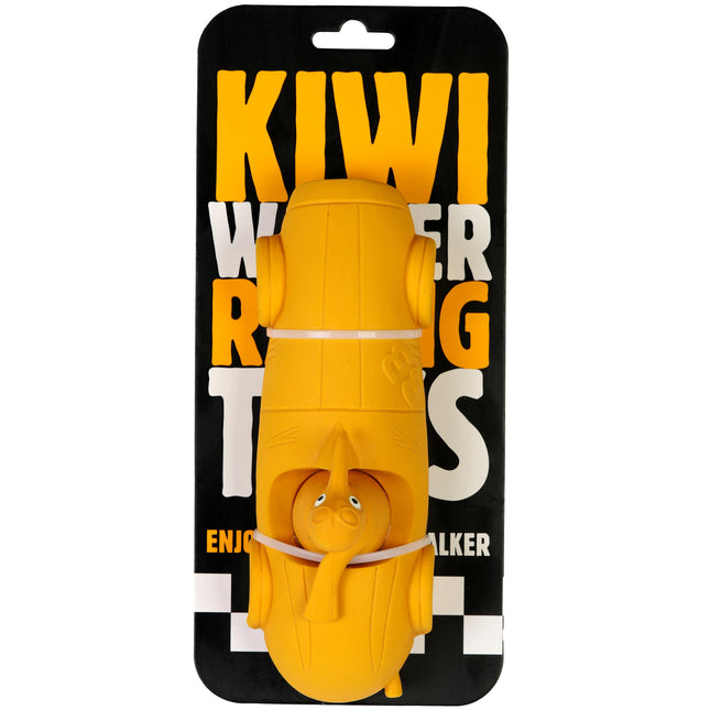 Kiwi Walker Racing Cigar - squeaky toy for dogs, yellow race car.