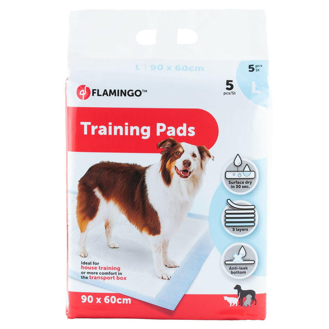 Flamingo Training Pads L (90x60cm) - dog training pads for housebreaking, 5-layer - 5 pcs.