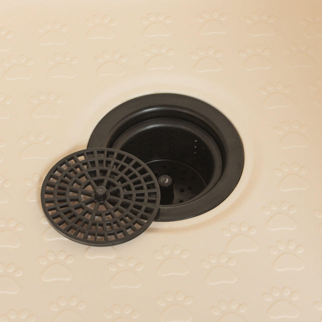 Blovi Electric Dog Bath - a sturdy grooming tub with an electric lift and dual-sided arm, white - ecru.