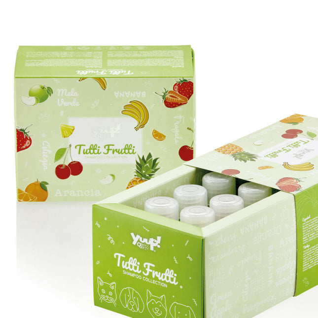 Yuup! Tutti Frutti Shampoo Collection - set of 6 shampoos for dogs and cats, with a fruity scent.