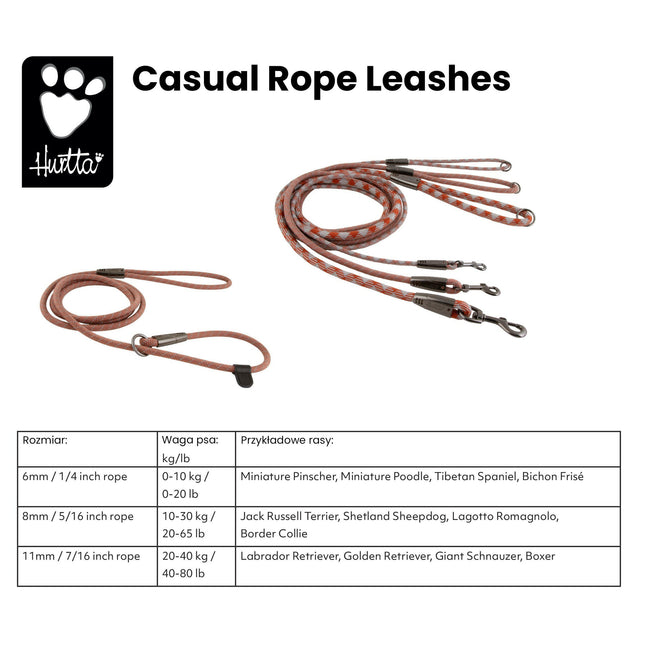 Hurtta Casual Rope Leash Lingon River - rope leash for dogs.