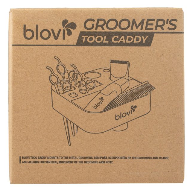 Blovi Tool Caddy - grooming tool organizer mounted on a pole.