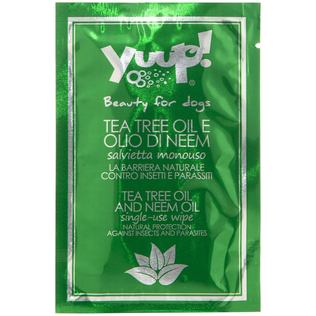 Yuup! Tea Tree and Neem Oil Wipes - fur wipes that repel insects and parasites, for dogs and cats - 1 piece.