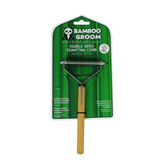 Bamboo Groom Double Sided Dematting Comb - Double-sided Hook Trimmer for Dogs and Cats.