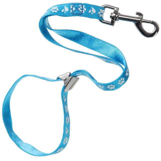 Groom Professional Ajax Pro 42cm - nylon grooming leash with white paw print design, blue, wide.
