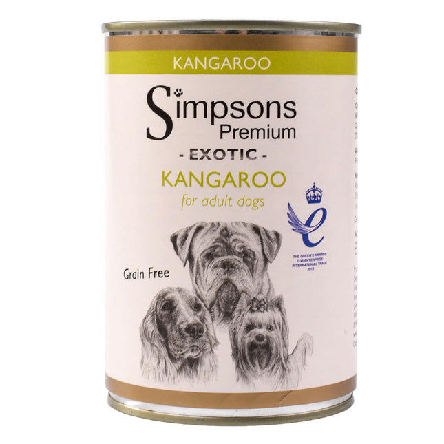 Simpsons Premium Exotic Kangaroo - grain-free wet food for adult dogs, made with kangaroo meat and vegetables - 24x.
