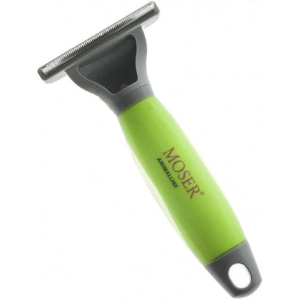 Moser Deshedder - undercoat removal tool for dogs, with a gel handle.