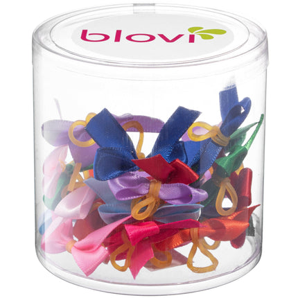 Blovi Bows Simple 25 pcs - colorful, satin bows for dogs, smooth, narrow, with elastic band.