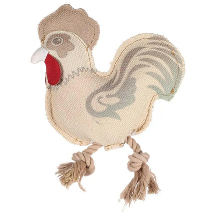 Flamingo Rooster - dog toy, rooster with rope and squeaker.