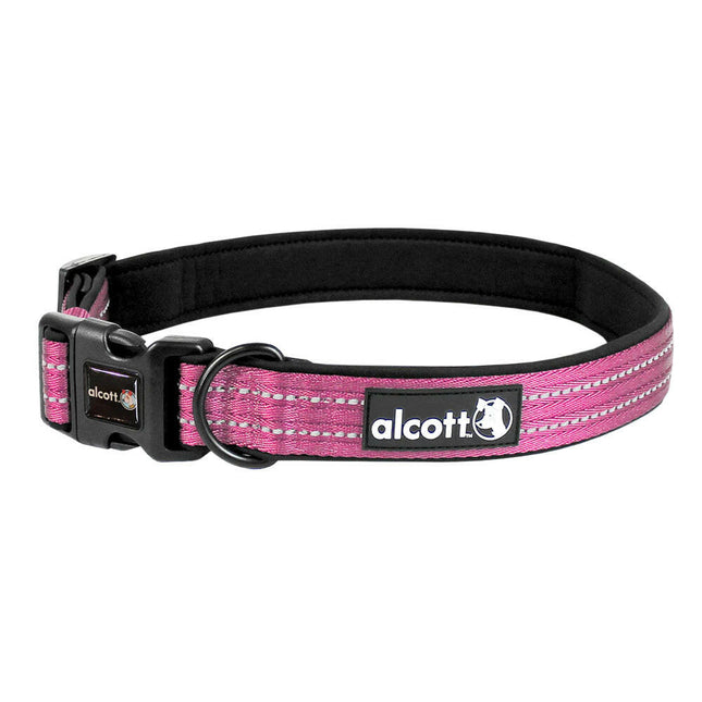 Alcott Adventure Collar Pink - reflective dog collar, pink.