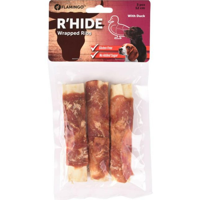 Flamingo R'hide Ribs Duck - dog treat, duck ribs.
