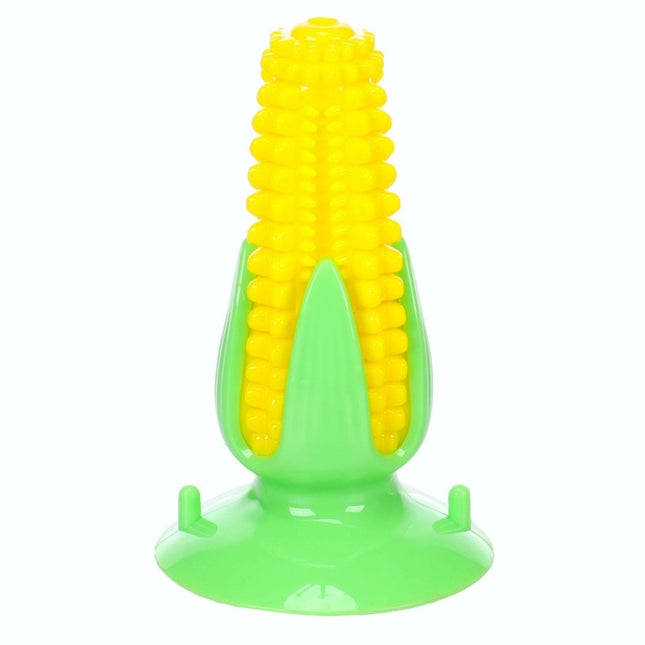 Flamingo Bruco Corn - dental chew toy for dogs with a suction cup and squeaker, corn cob.
