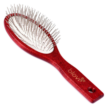 Blovi Wood Pin Brush - large, soft, wooden brush with metal pins for medium and long hair.