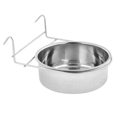 Show Tech stainless steel bowl for kennel cage, with hanger.