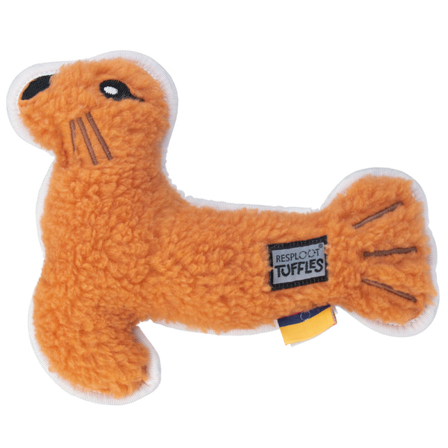 Resploot Tuffles Sea Lion - durable dog toy, lion made from recycled materials, with a squeaker.