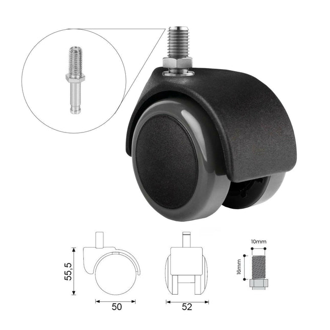 Active swivel wheel for grooming stool or chair, 1 piece.