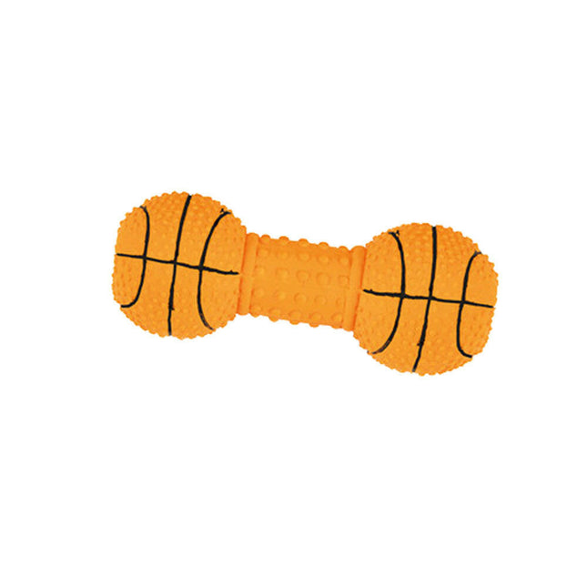 Record Latex Dumbbell - rubber chew toy for dogs with protrusions.